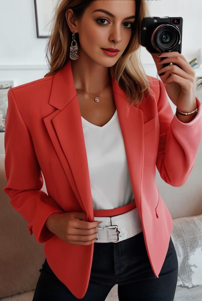 women s solid open front blazer with long sleeves for office wear 108264