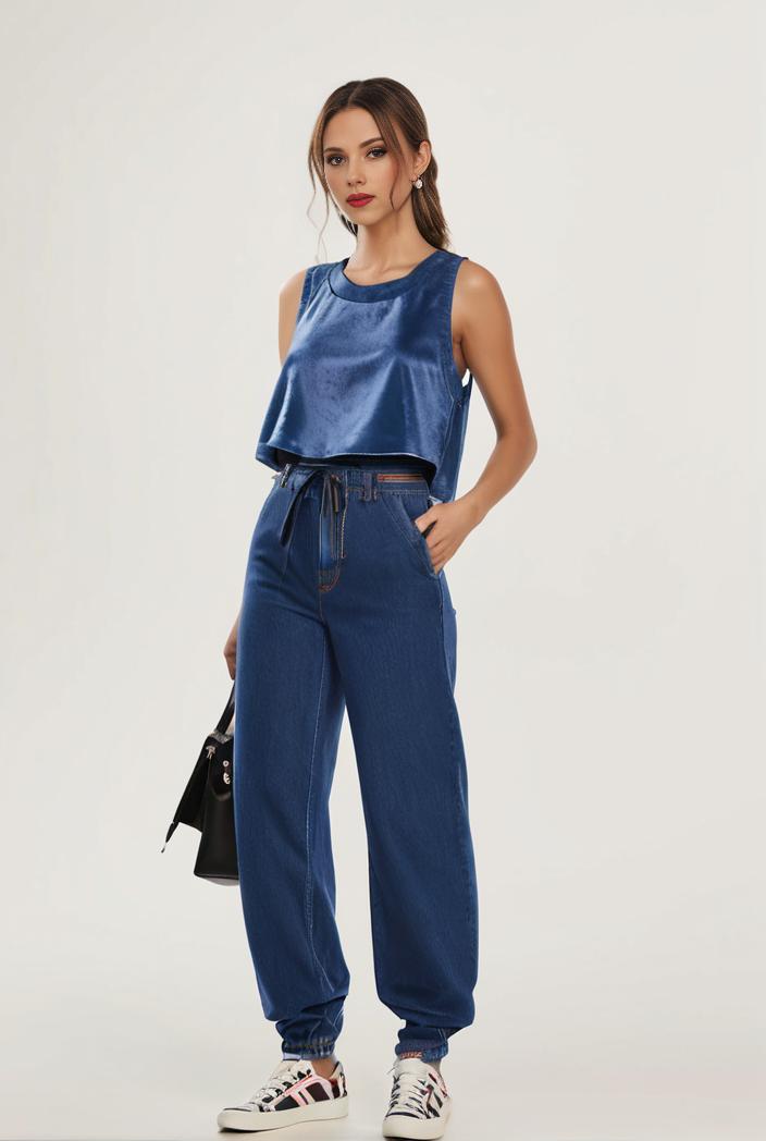 relaxed fit blue denim romper with slant pockets distressed denim coverall stylish women s denim outfit 120450
