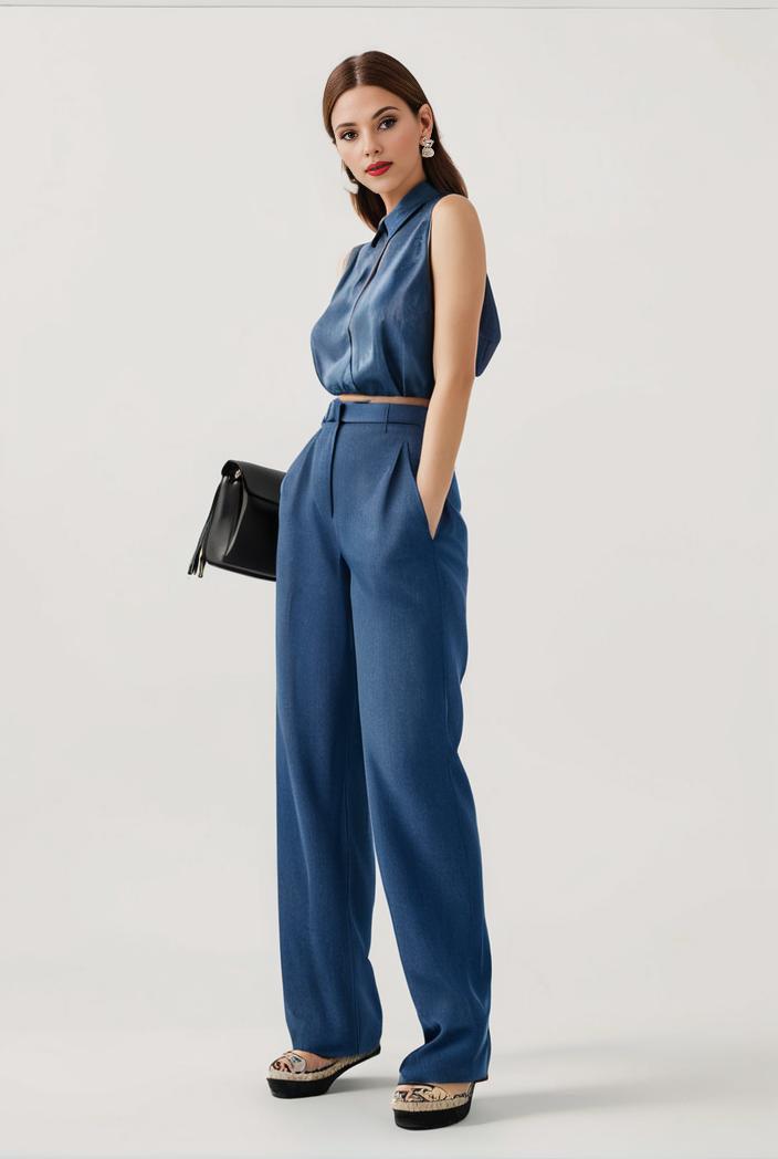 relaxed fit blue denim romper with slant pockets distressed denim coverall stylish women s denim outfit 120480