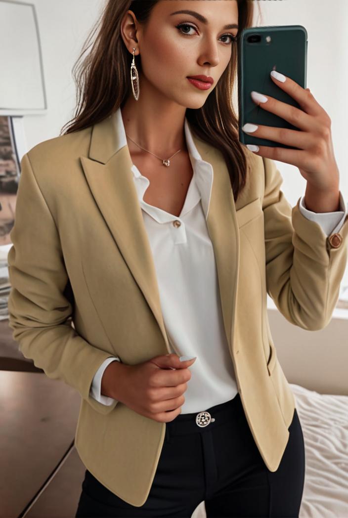 sophisticated split front blazer with long sleeves 126178