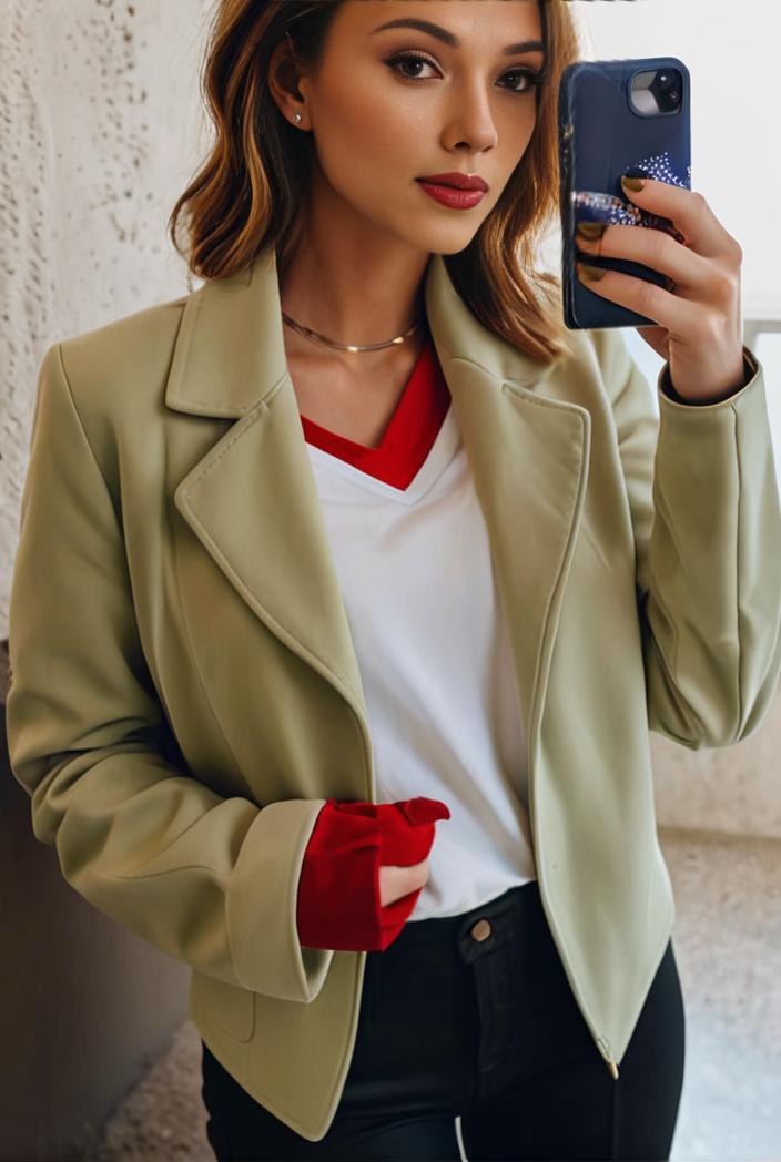 sophisticated split front blazer with long sleeves 126179