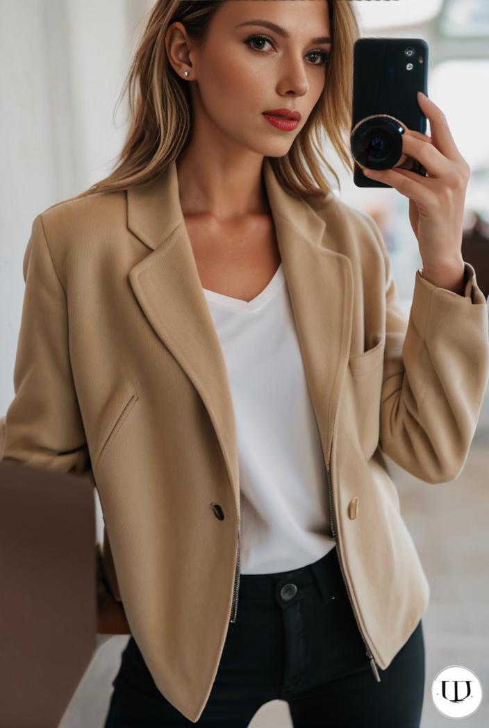 sophisticated split front blazer with long sleeves 126180