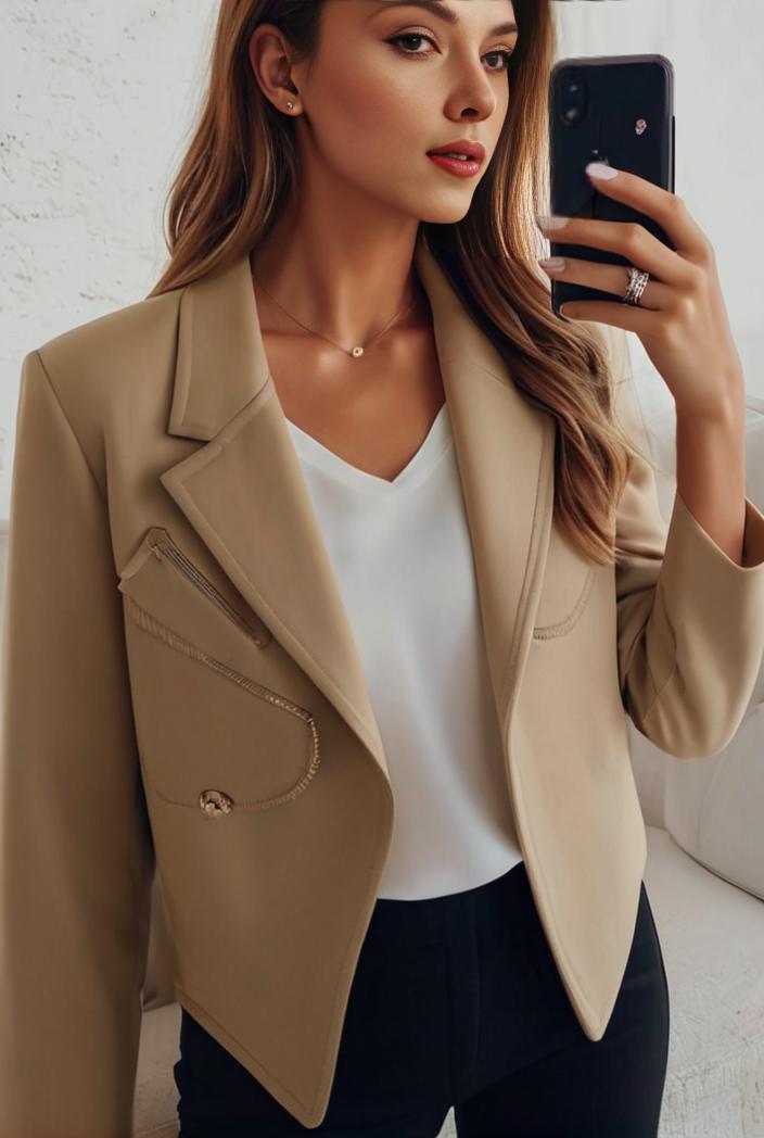 sophisticated split front blazer with long sleeves 126182