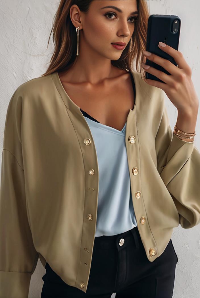 sophisticated split front blazer with long sleeves 126181
