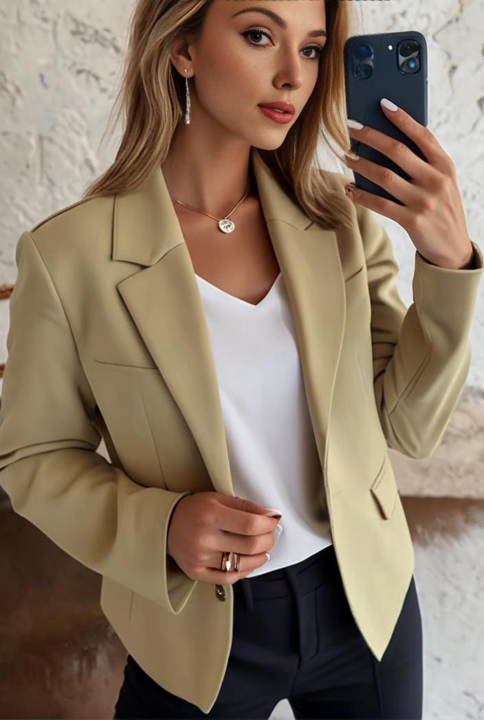sophisticated split front blazer with long sleeves 126184