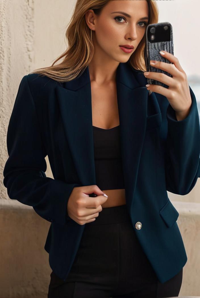 sophisticated split front blazer with long sleeves 126186