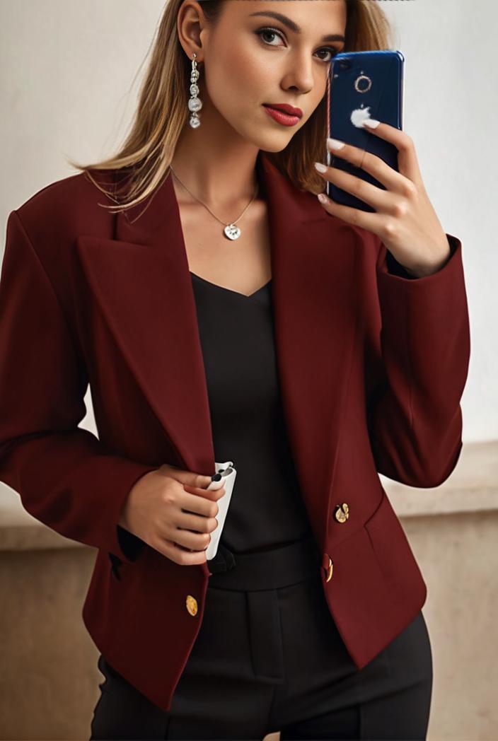sophisticated split front blazer with long sleeves 126208