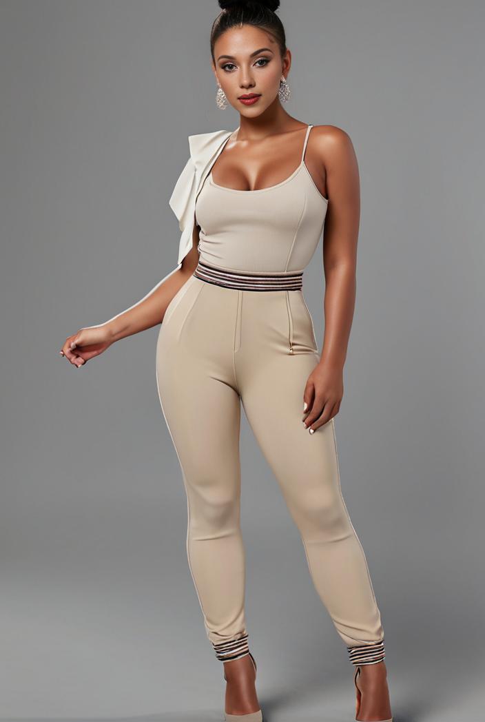 stylish sleeveless jumpsuit with tie waist and flap pockets for women 127789