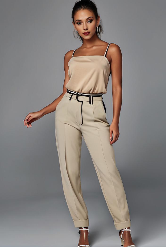 stylish sleeveless jumpsuit with tie waist and flap pockets for women 127795