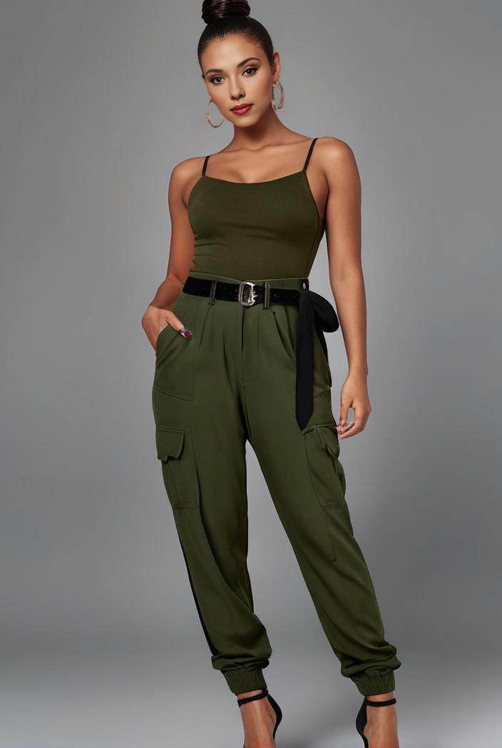 stylish sleeveless jumpsuit with tie waist and flap pockets for women 127819
