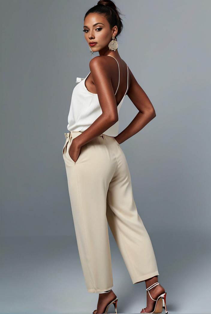stylish sleeveless jumpsuit with tie waist and flap pockets for women 127846