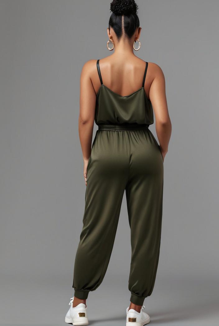 stylish sleeveless jumpsuit with tie waist and flap pockets for women 127852