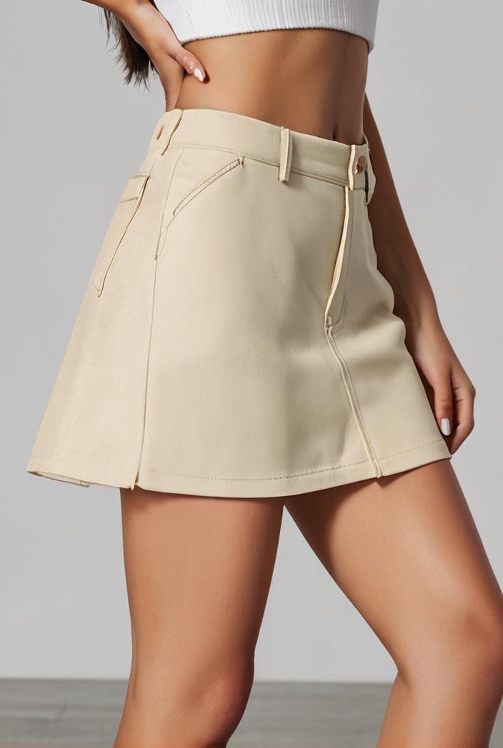 y2k kpop style denim skirt with double button closure and flap pockets 133497