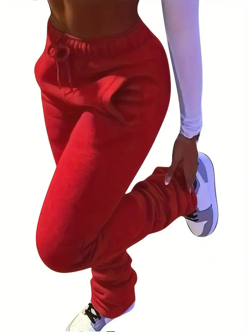Long Drawstring Pants with Dual Pockets for Women's Fall & Winter Wear