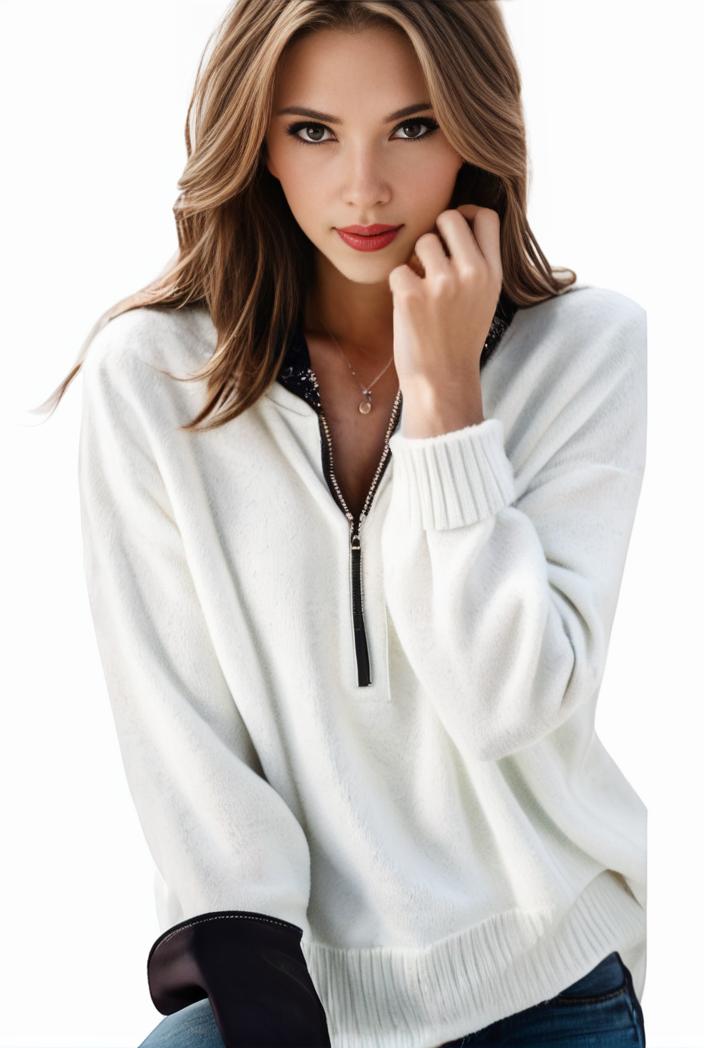 plus size casual top women s plus star print zip up long sleeve round neck slight stretch top 105863