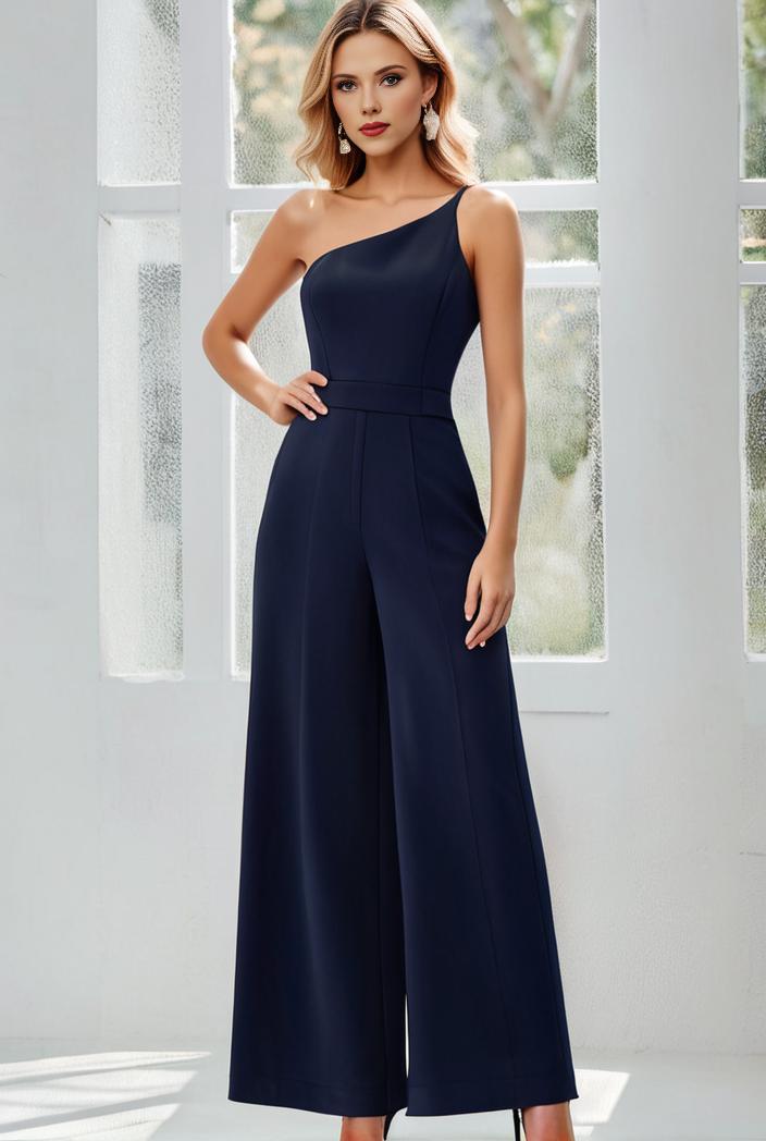 flowy chiffon one shoulder with three straps bridesmaid dress 142283