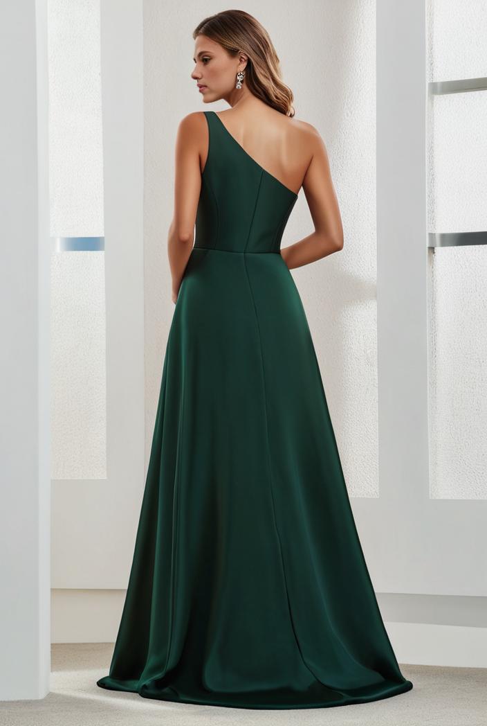 flowy chiffon one shoulder with three straps bridesmaid dress 142289