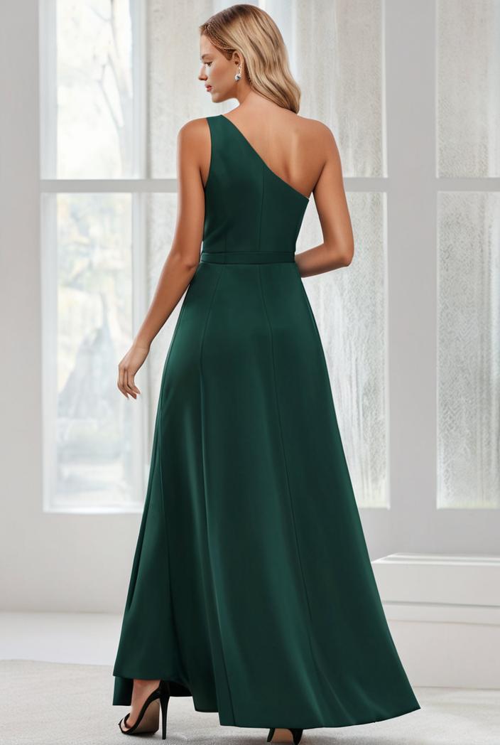flowy chiffon one shoulder with three straps bridesmaid dress 142296