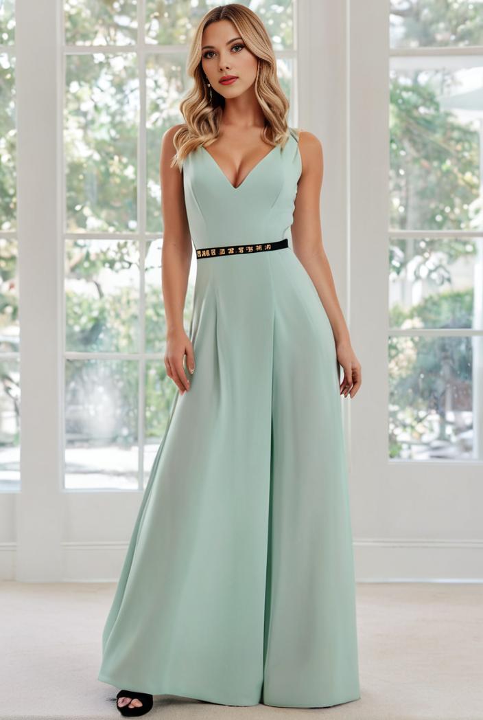 flowy chiffon one shoulder with three straps bridesmaid dress 142304
