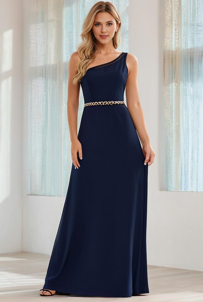 flowy chiffon one shoulder with three straps bridesmaid dress 142319