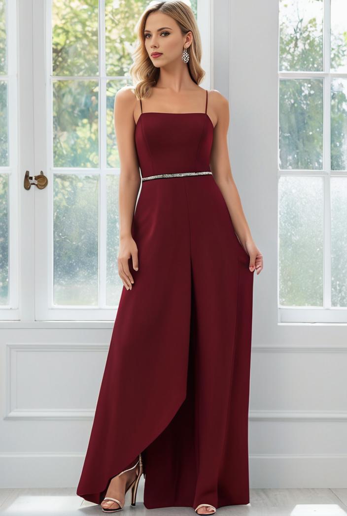 flowy chiffon one shoulder with three straps bridesmaid dress 142322