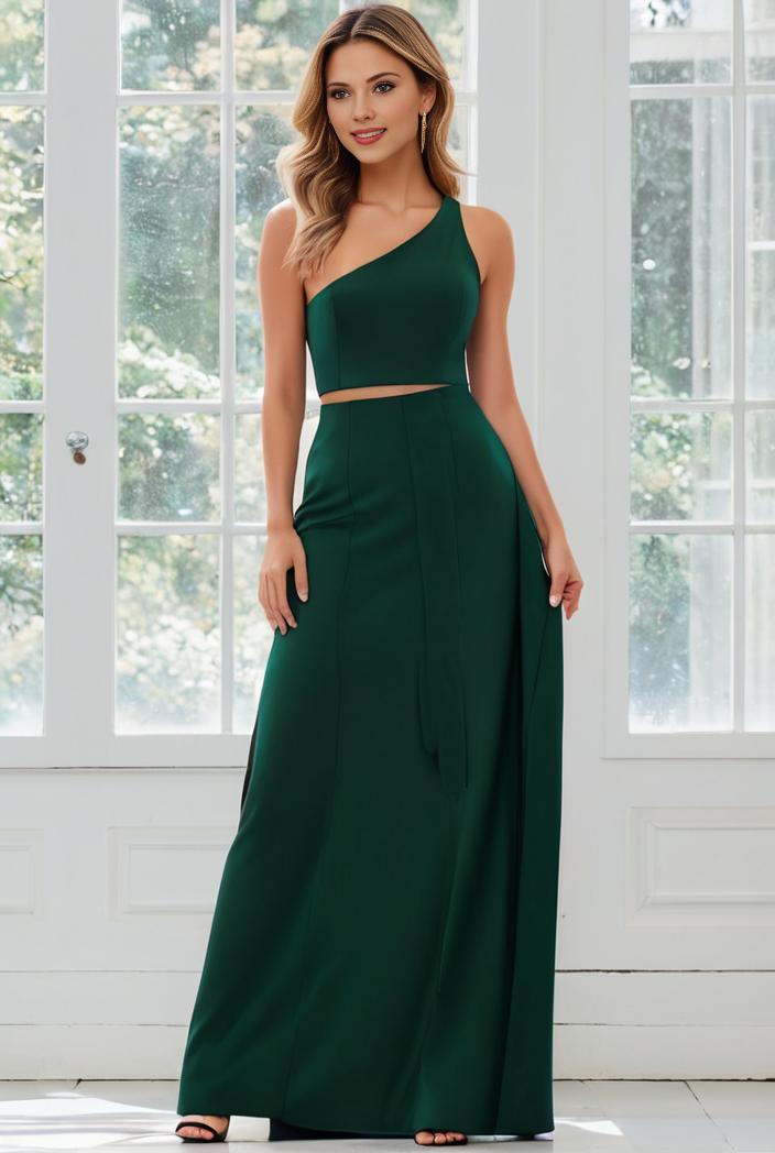 flowy chiffon one shoulder with three straps bridesmaid dress 142355