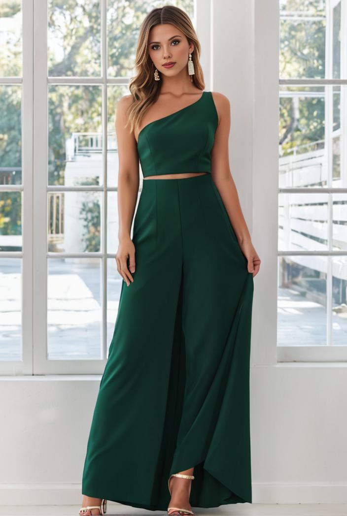 flowy chiffon one shoulder with three straps bridesmaid dress 142356