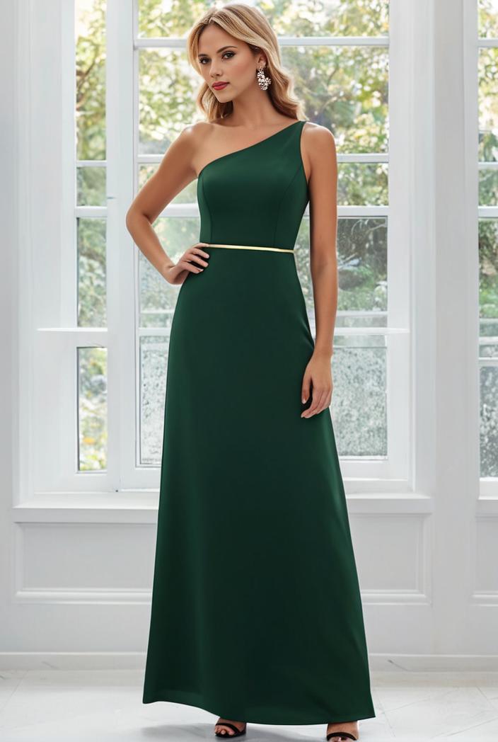 flowy chiffon one shoulder with three straps bridesmaid dress 142362
