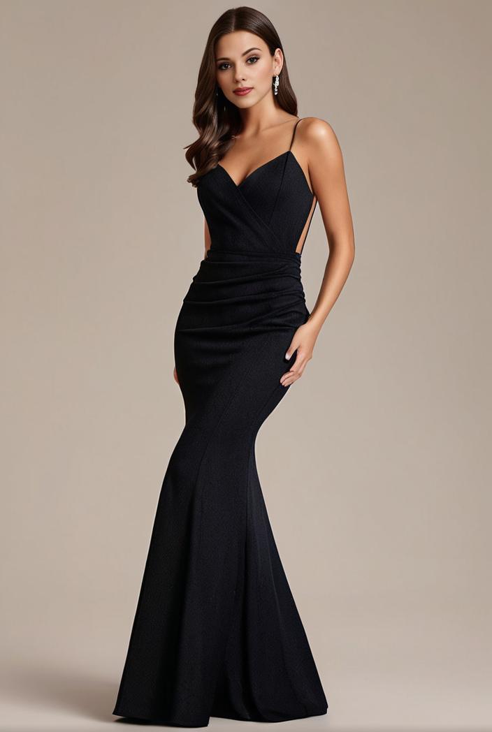 glitter spaghetti strap u veck open back bodycon stretchy evening dress 142760