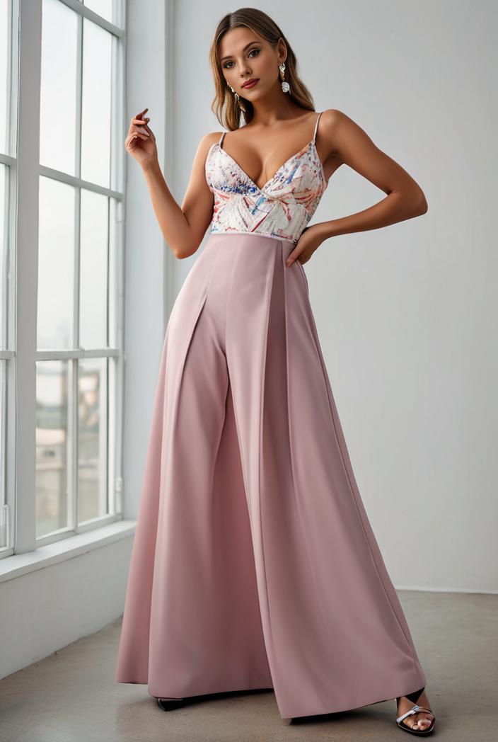 pleated v neck spaghetti strap high slit bridesmaid dress 148453