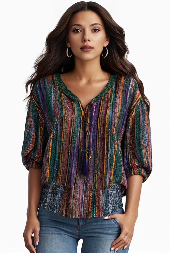 plus size boho top women s plus allover paisley print half sleeve v neck slight stretch top 148703