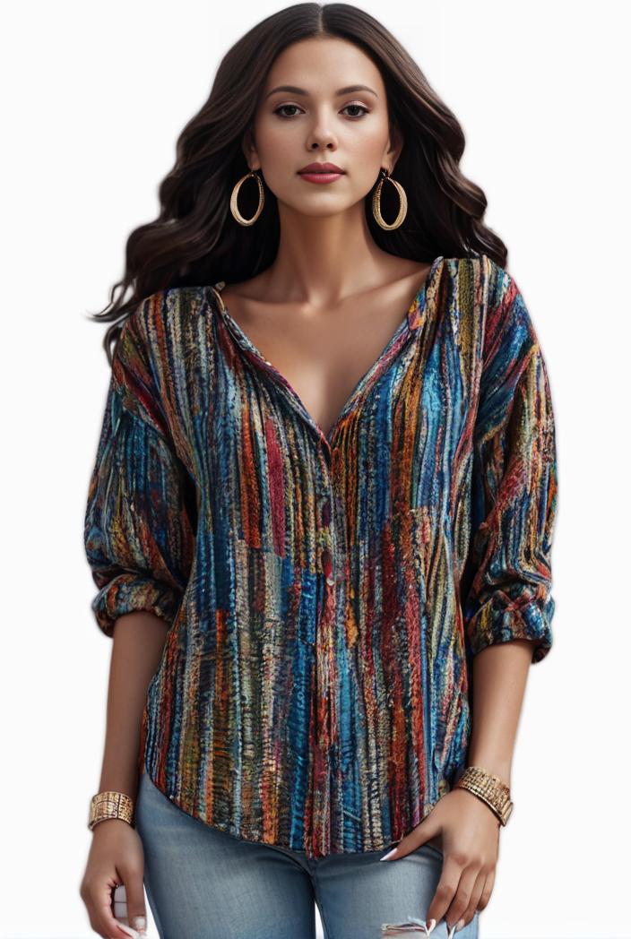 plus size boho top women s plus allover paisley print half sleeve v neck slight stretch top 148704