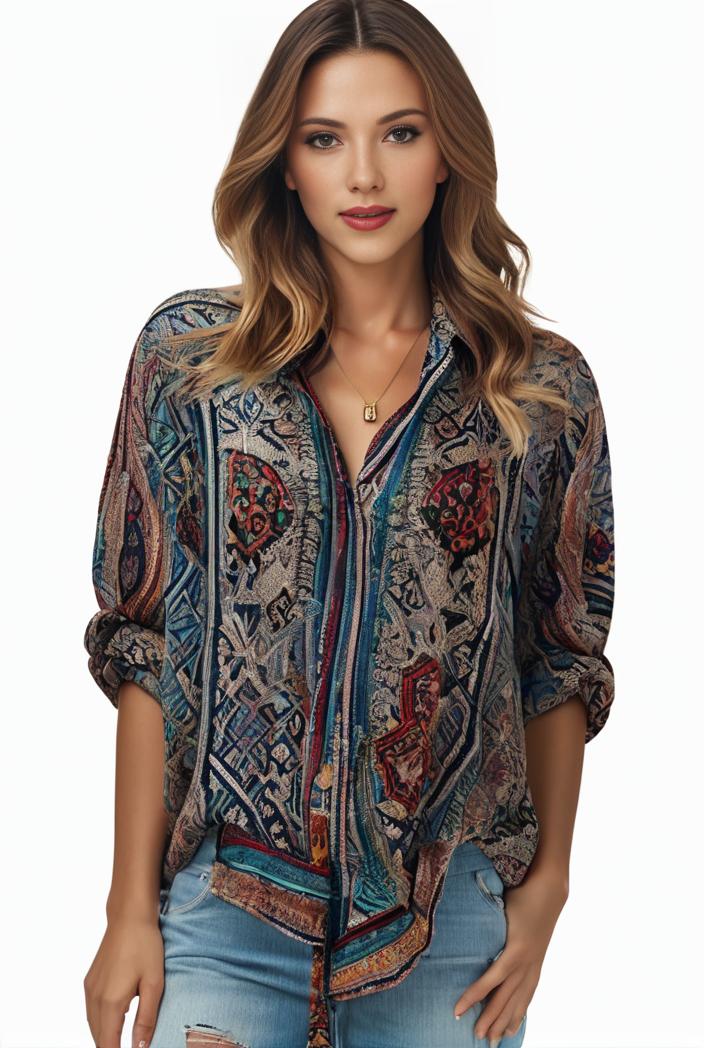 plus size boho top women s plus allover paisley print half sleeve v neck slight stretch top 148708
