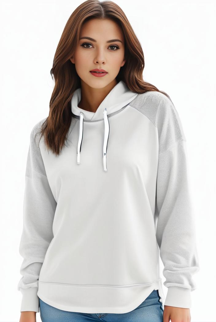 plus size casual sweatshirt women s plus solid cut out long sleeve slight stretch drawstring hoodie with pocket 149186