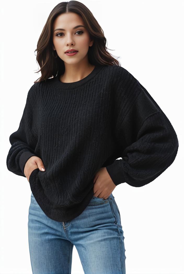 plus size casual sweatshirt women s plus solid waffle pattern long sleeve round neck sweatshirt 149239