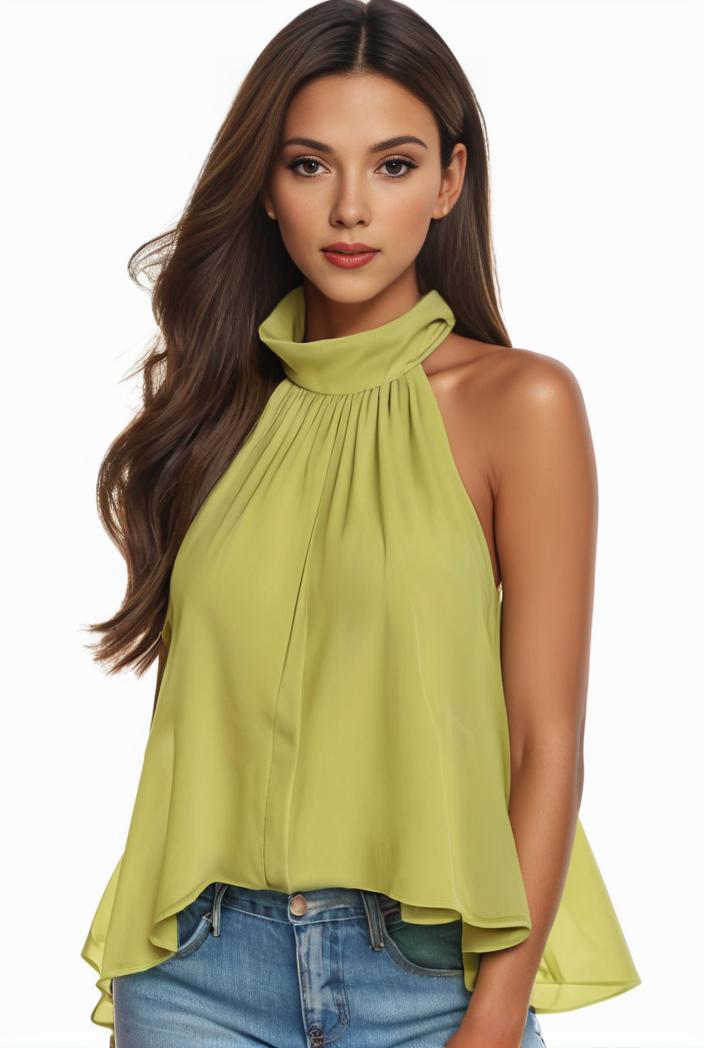 plus size elegant tank top women s plus solid halter neck tie back ruched tank top 100732