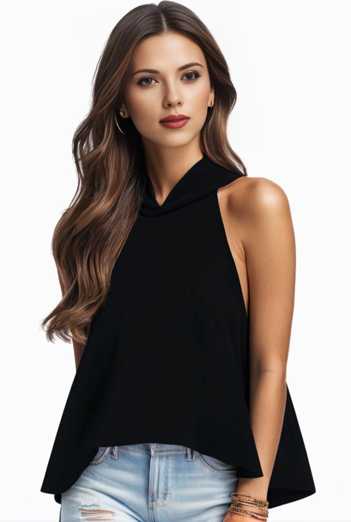 plus size elegant tank top women s plus solid halter neck tie back ruched tank top 100742