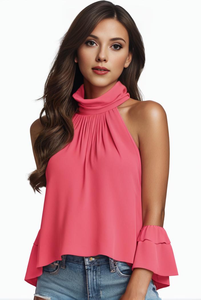 plus size elegant tank top women s plus solid halter neck tie back ruched tank top 100753