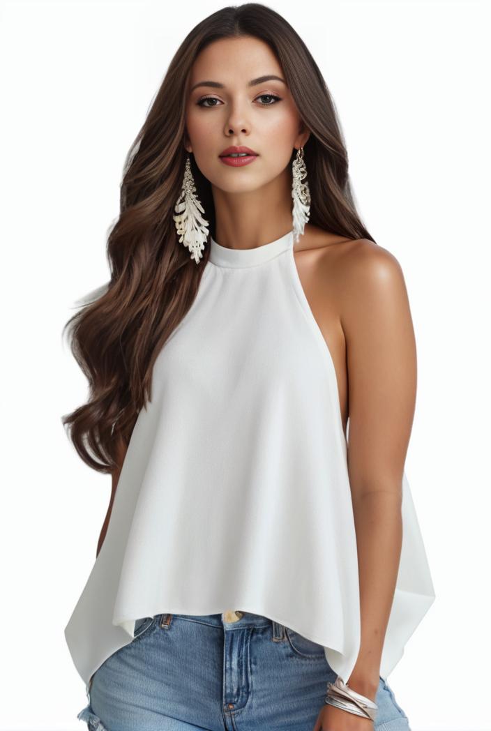 plus size elegant tank top women s plus solid halter neck tie back ruched tank top 100767