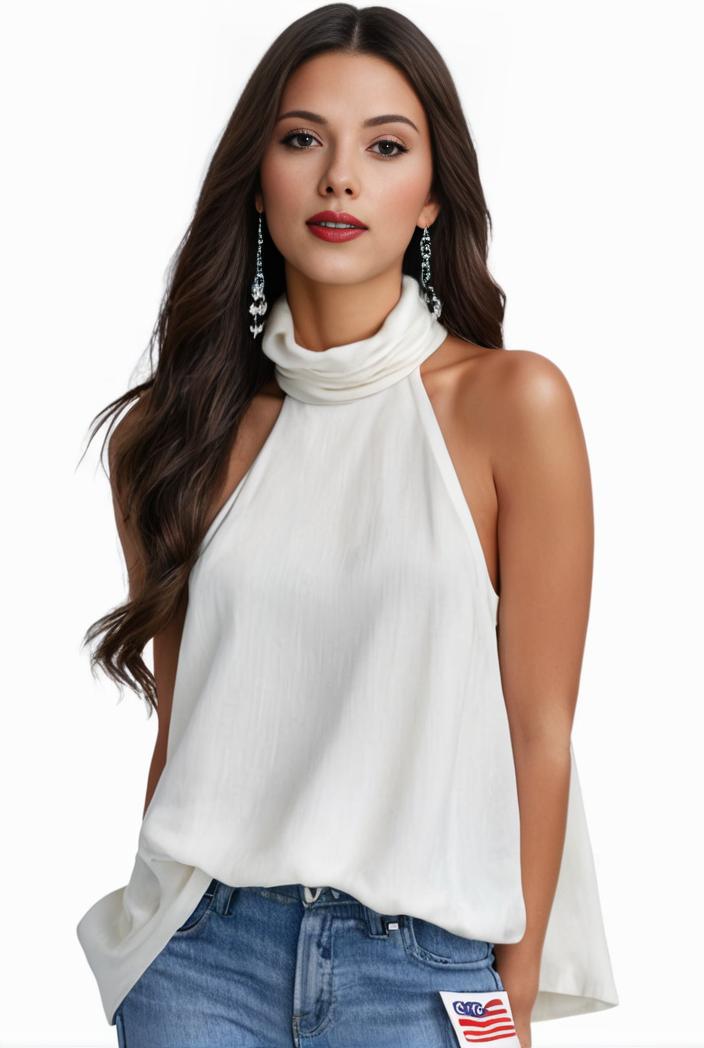 plus size elegant tank top women s plus solid halter neck tie back ruched tank top 100768