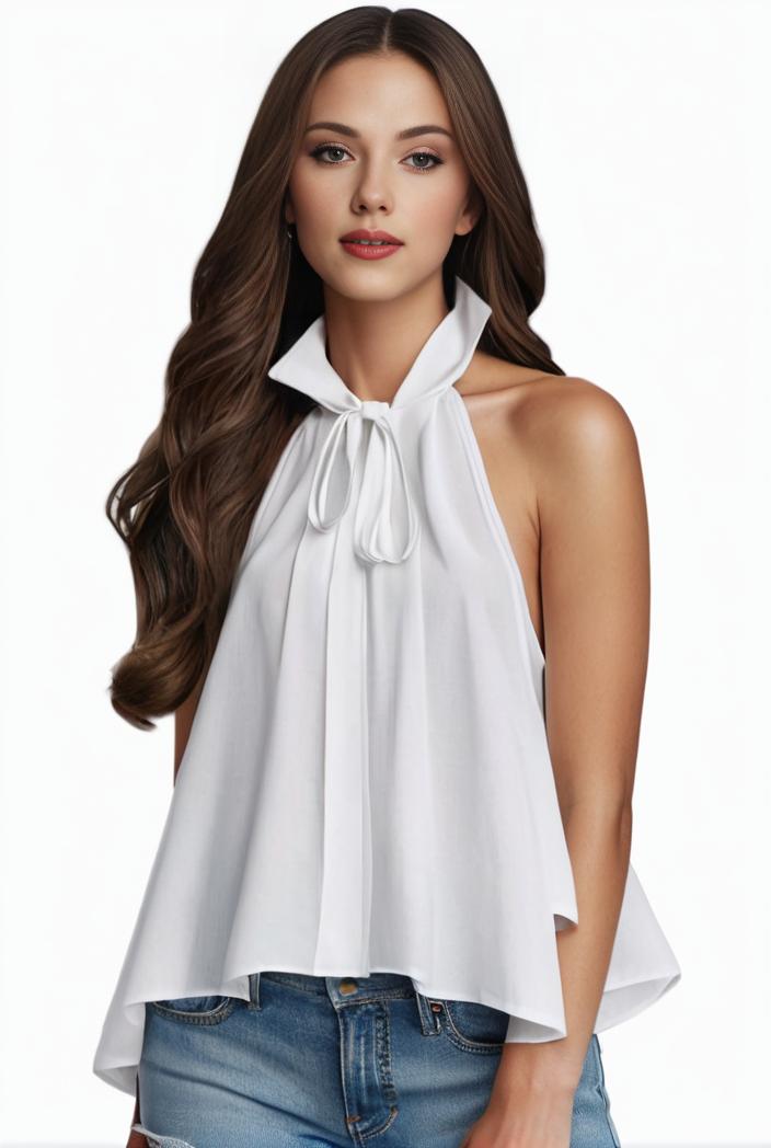 plus size elegant tank top women s plus solid halter neck tie back ruched tank top 100769