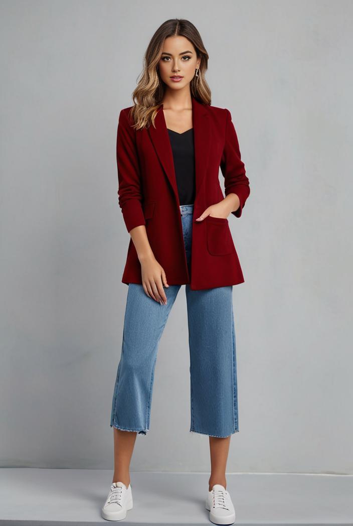 office work lapel stylish button front blazer 105960