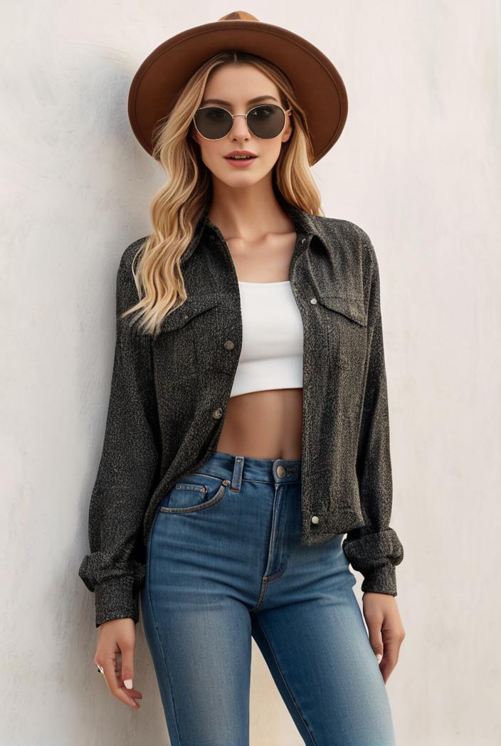 sequin bomber jacket with zipper closure and long sleeves stylish women s outerwear 103283