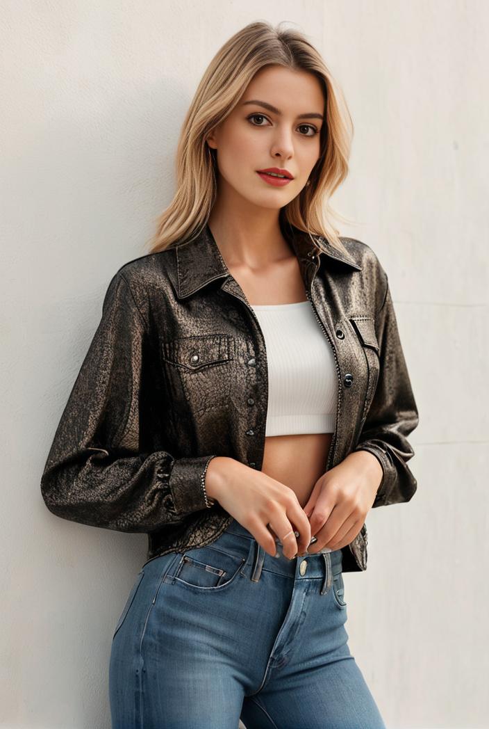 sequin bomber jacket with zipper closure and long sleeves stylish women s outerwear 103298