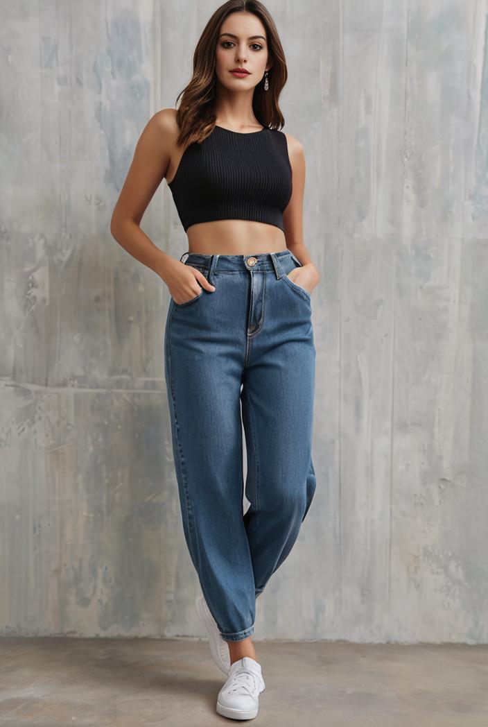 slim fit drawstring denim jeans with elastic waist for women 106268