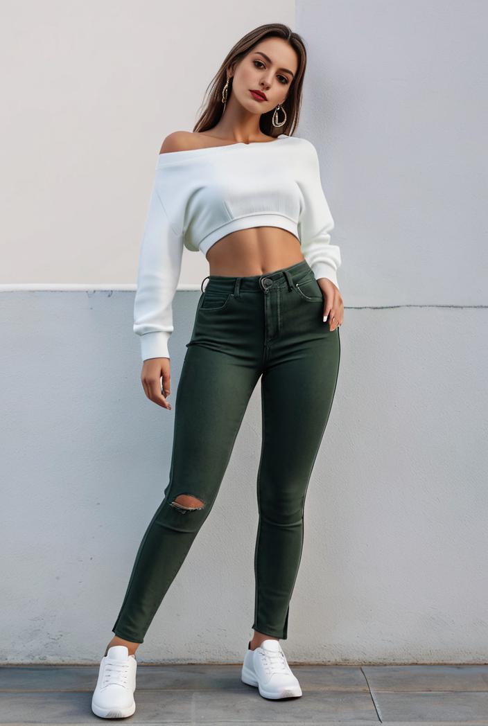 slim fit drawstring denim jeans with elastic waist for women 106290