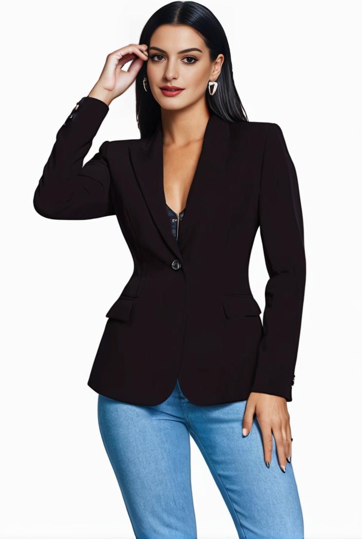 solid blazer with tie back and casual lapel long sleeve outerwear for women 106325