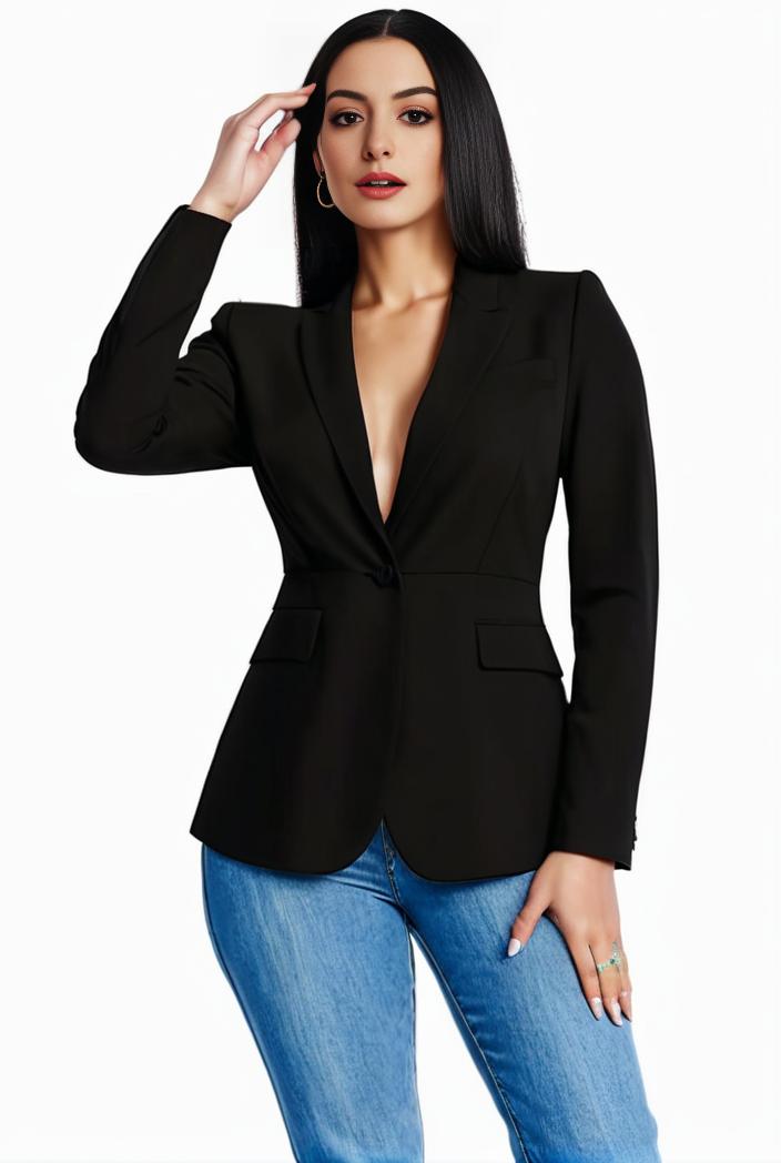 solid blazer with tie back and casual lapel long sleeve outerwear for women 106330