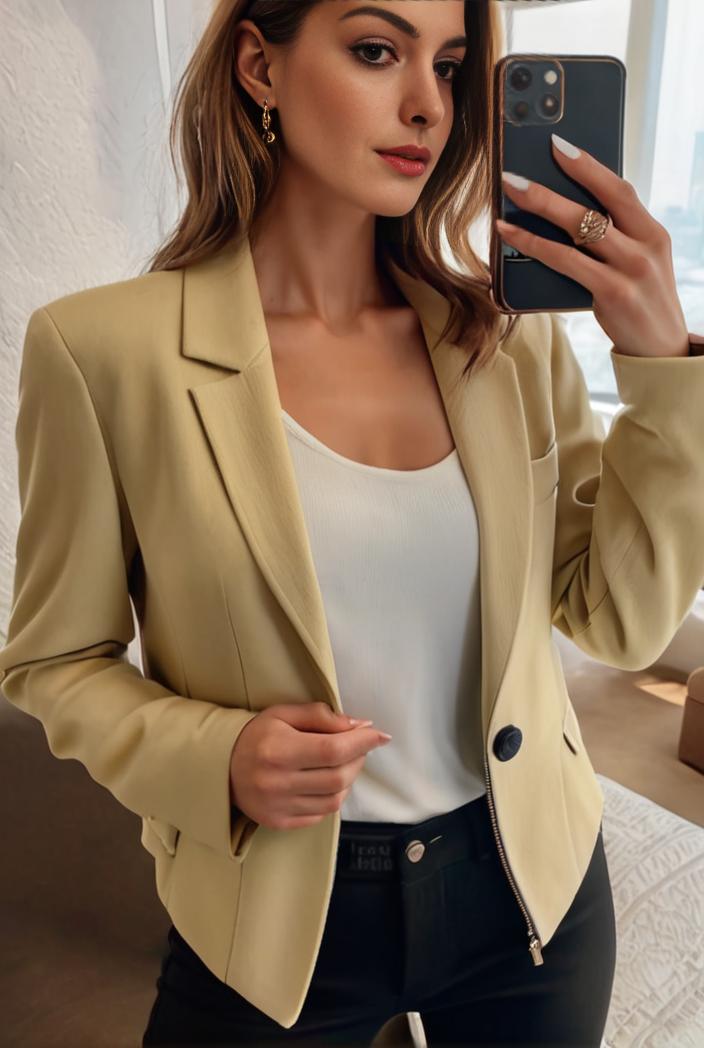 sophisticated split front blazer with long sleeves 107228