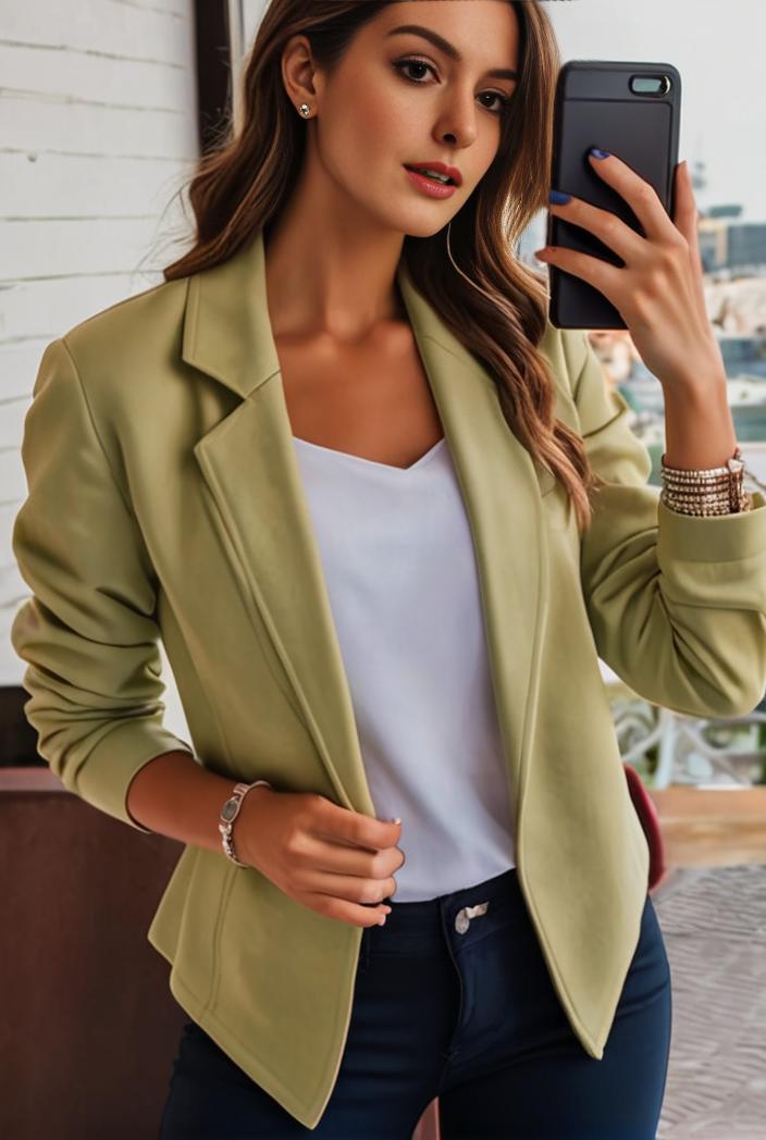 sophisticated split front blazer with long sleeves 107231